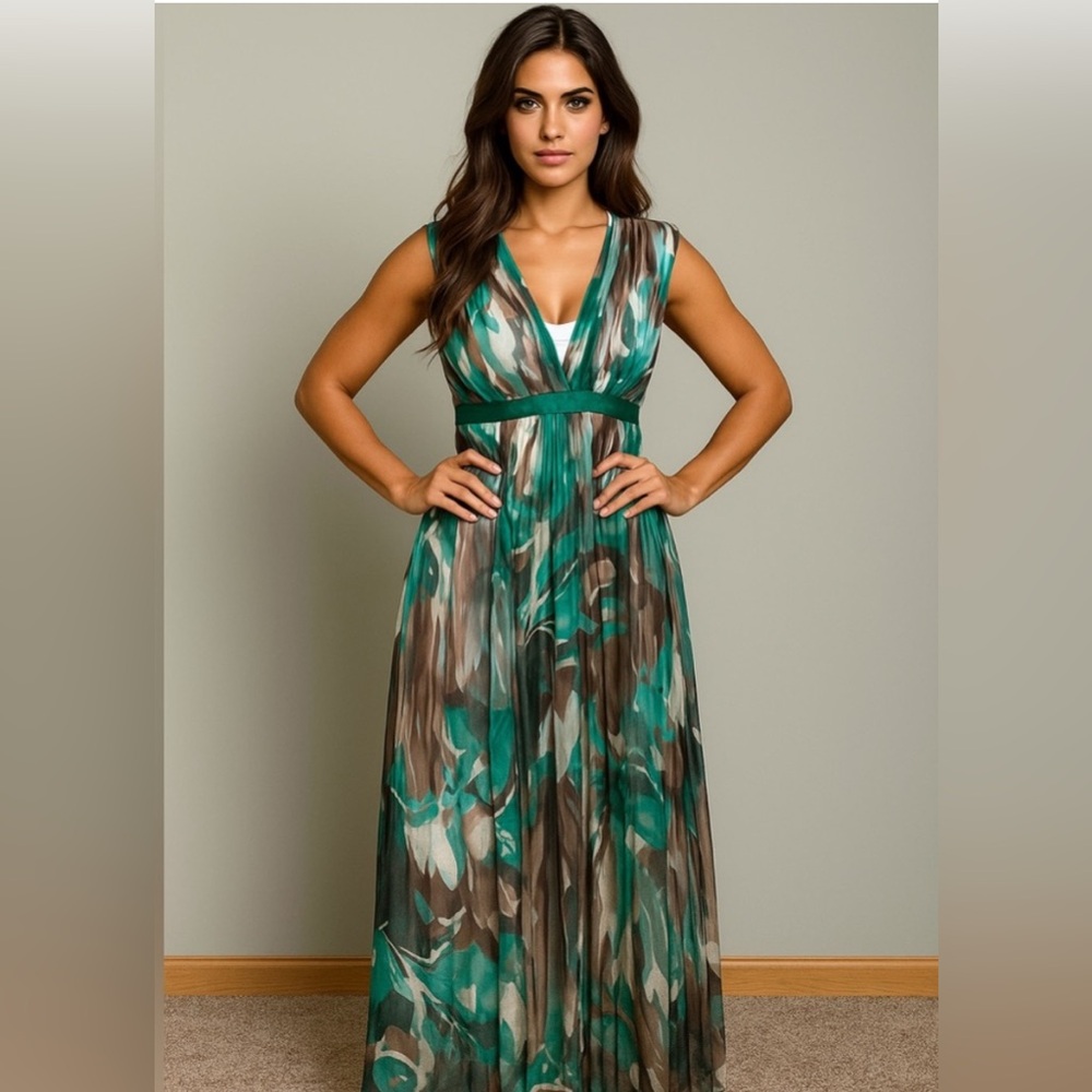 Nelli by Janice Jaraicie 100% Silk Maxi Dress w/slip | Resort Vacation Dress